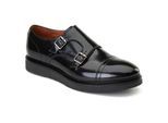 Base London Knight Herrenschuhe Aus Schwarzem Leder Mit Doppeltem Monk Riemen