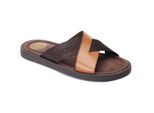 Base London Webb Leren Heren Sandalen In Verbrande Bruine Kleur