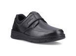 Hush Puppies Forde Klitteband Leren Heren Zwarte Instappers