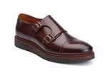 Base London Knight Leren Heren Bruin Dubbele Monk Schoenen
