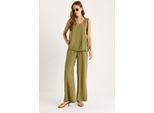 V-hals Katoenen Blouse-Broek Twee-Piece Set