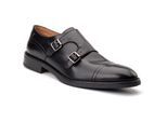 Base London Taper Leder Herren Schwarz Doppelte Monk Schuhe