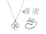 Orphelia 'Aida' Dames 925 Sterling Zilver Set: Ketting + Oorbellen + Ring - Zilver SET-7472