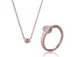 Orphelia 'Robin' Dames 925 Sterling Zilveren Set: Halsketting + Ring - Roze SET-7434