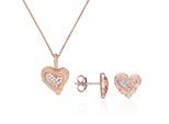 Orphelia 'Hazel' Dames 925 Sterling Zilveren Set: Ketting-Hanger + Oorbellen - Roze SET-7082/1
