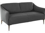 2-Sitzer W.SCHILLIG "sally Design-Sofa, Loungsofa, bequem, schmale Armlehnen, Breite 154cm", grau (graphit z59), B:154cm H:78cm T:84cm, Longlife Xtra-Leder Z59: Glattleder mit modischer Prägung. Hautstärke 0, 9 - 1, 1 mm., Sofas, 2-Sitzer, mit Metallfüßen in Bronze pulverbeschichtet, Breite 154 cm
