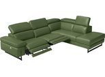 Ecksofa EGOITALIANO "Candice, elegant, edel und bequem, erstklassiger Sitzkomfort, L-Form", grün (sprite), B:278cm H:100cm T:221cm, Leder »CAREZZA« (Rindsleder). Halbnarbiges Naturleder mit einer Dicke von 1, 2-1, 4 mm. Es hat eine weiche und wachsartige Hand mit halb undurchsichtigem Aussehen. CAREZZA ist ein Naturleder, das die ursprünglichen Eigenschaften der Mäntel nicht verändert. Das Vorhand
