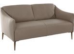 2-Sitzer W.SCHILLIG "sally Design-Sofa, Loungsofa, bequem, schmale Armlehnen, Breite 154cm", braun (stone z59), B:154cm H:78cm T:84cm, Longlife Xtra-Leder Z59: Glattleder mit modischer Prägung. Hautstärke 0, 9 - 1, 1 mm., Sofas, 2-Sitzer, mit Metallfüßen in Bronze pulverbeschichtet, Breite 154 cm