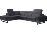 Ecksofa EGOITALIANO "Candice, elegant, edel und bequem, erstklassiger Sitzkomfort, L-Form", grau (charcoal), B:278cm H:100cm T:221cm, Sofas, Ecksofa, inkl. 2 elektrischer Relaxfunktionen, Bedienung über Taste an Armlehne