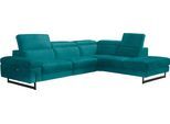 Ecksofa EGOITALIANO "Candice, elegant, edel und bequem, erstklassiger Sitzkomfort, L-Form", blau (teal), B:278cm H:100cm T:221cm, Sofas, Ecksofa, inkl. 2 elektrischer Relaxfunktionen, Bedienung über Taste an Armlehne