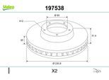 VALEO Bremsscheibe 197538 Vorderachse belüftet 231mm 20mm für Suzuki NISSAN
