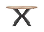 Livetastic Esstisch, Schwarz, Akazie, Holz, Metall, Akazie, vollmassiv, Holz, rund, Sternfuß, 130x76x130 cm, Esszimmer, Tische, Esstische, Esstische rund
