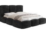 POLSTERBETT Harmony mit Bettkasten, Schwarz Samt Velours 120x200 cm