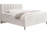 BOXBETT Allen mit Bettkasten, Boucle Weiß 180x200 cm – inkl. H4 Taschenfederkern Matratze & Foam Topper