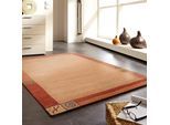 Wollteppich LUXOR LIVING "India" Gr. 3, orange (terra), B:120cm H:20mm L:180cm, Wolle, Teppiche, Designer-Teppich Knüpfteppich Schurwollteppich Teppich, reine Wolle, handgeknüpft, mit Bordüre, auch als Läufer