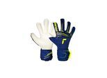 Torwarthandschuhe REUSCH "Attrakt Duo Finger Support", Damen, Gr. 7.5, dunkelblau, gelb, 42% Latex, 24% Polyester, 18% Polypropylen, 7% Polyamid, 6% Synthetik, 3% Lederimitat, Handschuhe, mit integriertem Fingersupport-System