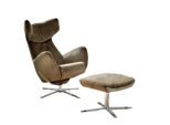 DREHSESSEL INKL. HOCKER RANDY Grün Velvet Drehbar (180°)