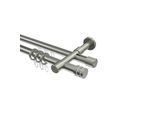 GARDINENSTANGE RUNDROHR-INNENLAUF Prestige Estana 100 cm, 2-läufig, 20 mm Ø Edelstahl-Optik