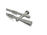 GARDINENSTANGE Platon Tanara 100 cm, 2-läufig, 20 mm Ø Edelstahl-Optik
