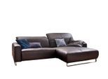 ECKSOFA MIT SITZTIEFENVERSTELLUNG YORK Dunkelbraun Leder Relaxfunktion