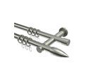 GARDINENSTANGE Platon Samanto 240 cm (geteilt in 2 x 120 cm), 2-läufig, 20 mm Ø Edelstahl-Optik