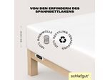 Spannbettlaken SCHLAFGUT "EASY JERSEY Bettlaken, 150 g/m², 100% Baumwolle, Spannbetttuch", weiß (full, weiß), L:200cm, Jersey, Obermaterial: 100% Baumwolle, Bettlaken, Spannbettlaken, Spannbettlaken bis 22 cm Höhe, bügelfrei, pflegeleicht, perfekter Sitz