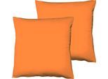 Kissenbezug FLEURESSE "Colours Mako Satin, 100% Baumwolle, mit Reißverschluss", orange (hellorange), B:80cm L:80cm, Mako-Satin, Obermaterial: 100% Baumwolle, Kissenbezüge, Kissenbezug, Mako Satin, glänzend, glatt, Premium Qualität
