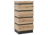 , Grau, Eichefarben , Holzwerkstoff , 4 Schublade(n) Schubladen , 60x117x45 cm , Kleinmöbel, Kommoden, Kommoden