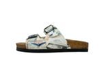 Pantolette DOGO "Stella Pantolette Aeroplanes Damen Sandalen", Damen, Gr. 38, Normalschaft, beige (natur), Lederimitat, Schuhe Schlappen Pantolette, Handgefertigt