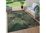 Teppich PACO HOME "Ostende 534", schwarz, B:200cm H:4mm L:290cm, Polypropylen, Teppiche, Teppich, Flachgewebe, Motiv Palmenblätter, In- und Outdoor geeignet, Wohnzimmer