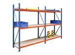 Regalwerk EMMA Weitspannregal Holzeinlage Anbaufeld HxBxT 2500x2250x800 mm Rahmen RAL 5010 (B7-90115-80)