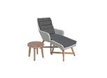 Gardenson , Grau, Akaziefarben, Dunkelgrau , Holz, Metall, Kunststoff, Textil , Akazie , Hartholz , 65x95x85 cm , wetterbeständig, Abstellfläche, integrierter Tisch, geeignet für Balkon , Gartenmöbel, Loungemöbel, Loungesessel