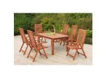 Gardenson , Eukalyptusholzfarben , Holz , Eukalyptusholz , Hartholz , rechteckig , FSC 100% , Stühle klappbar , Gartenmöbel, Gartenmöbel-Sets, Gartengarnituren