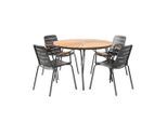 Gardenson , Anthrazit, Teakfarben , Holz, Metall , Teakholz , vollmassiv , rund , 160x78x160 cm , Gartenmöbel, Gartenmöbel-Sets, Gartengarnituren