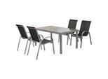 Gardenson , Schwarz, Silberfarben , Metall, Glas, Textil , rechteckig , Gartenmöbel, Gartenmöbel-Sets, Gartengarnituren