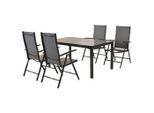 Gardenson , Graphitfarben, Grau , Metall, Textil , Uni , Stuhl klappbar, Tisch mit Glasplatte, platzsparend verstaubar, Rückenlehne mehrfach verstellbar , Gartenmöbel, Gartenmöbel-Sets, Gartengarnituren