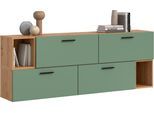 Schrank-Set HOME AFFAIRE "ENESTE, 6-teilig, in verschiedenen Farben, individuell kombinierbar", artisan eiche nachbildung, smoke grün, B:176cm H:34cm T:97cm, Spanplatte, Kastenmöbel-Sets, Stauraumelement, Kombination, Wohnkombination, Schrankwand, Lowboard