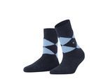 Haussocken BURLINGTON "Cosy Argyle", Damen, Gr. 36-41, blau (midnight), Baumwollmischung, Argyle-Muster, Socken, Einheitsgröße 36-41, Argyle-Muster, wärmend, Vollplüsch innen