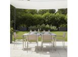 Gardenson , Braun, Teakfarben , Metall, Textil , 150x89x90 cm , gastro- und objekttauglich, Stühle stapelbar, platzsparend verstaubar , Gartenmöbel, Gartenmöbel-Sets, Gartengarnituren