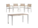 Gardenson , Braun, Teakfarben , Holzwerkstoff , 150x75x90 cm , FSC , gastro- und objekttauglich, Stühle stapelbar, platzsparend verstaubar , Gartenmöbel, Gartenmöbel-Sets, Gartengarnituren