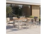 Gardenson , Silberfarben, Akaziefarben, Beige , Holz, Metall, Kunststoff , Akazie , Hartholz , rechteckig , Gartenmöbel, Gartenmöbel-Sets, Gartengarnituren
