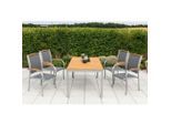 Gardenson , Grau, Naturfarben, Silberfarben , Holz, Metall, Textil , Akazie , Hartholz , rechteckig , FSC 100% , Gartenmöbel, Gartenmöbel-Sets, Gartengarnituren