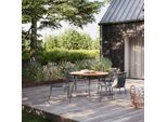 Gardenson , Anthrazit, Dunkelgrau, Teakfarben , Holz, Metall, Kunststoff , Teakholz , vollmassiv , rund , 160x74x160 cm , Gartenmöbel, Gartenmöbel-Sets, Gartengarnituren