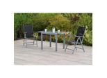 Gardenson , Schwarz, Silberfarben , Metall , Uni , Stuhl klappbar, Rückenlehne mehrfach verstellbar , Gartenmöbel, Gartenmöbel-Sets, Gartengarnituren