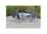 Gardenson , Anthrazit, Silberfarben , Metall, Glas, Textil , rechteckig , Gartenmöbel, Gartenmöbel-Sets, Gartengarnituren