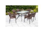 Gardenson , Graphitfarben, Dunkelbraun , Metall, Kunststoff, Glas , rechteckig , Gartenmöbel, Gartenmöbel-Sets, Gartengarnituren