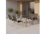Gardenson , Schwarz, Silberfarben , Metall, Textil , Gartenmöbel, Gartenmöbel-Sets, Gartengarnituren