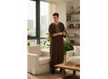 Mens bruin Ramadan Marokkaanse Thobe gewaad Djellaba Gandoura Eid Jubba LFS-HM67