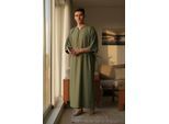 Grüne Ramadan-Marokkanische Gandoura-Thobe-Robe für Herren Djellaba Eid Jubba LFS-TT-006
