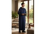 Heren Marine Eid Marokkaanse Jubba Robe Ramadan Eid Thobe LFS met capuchon - HM12